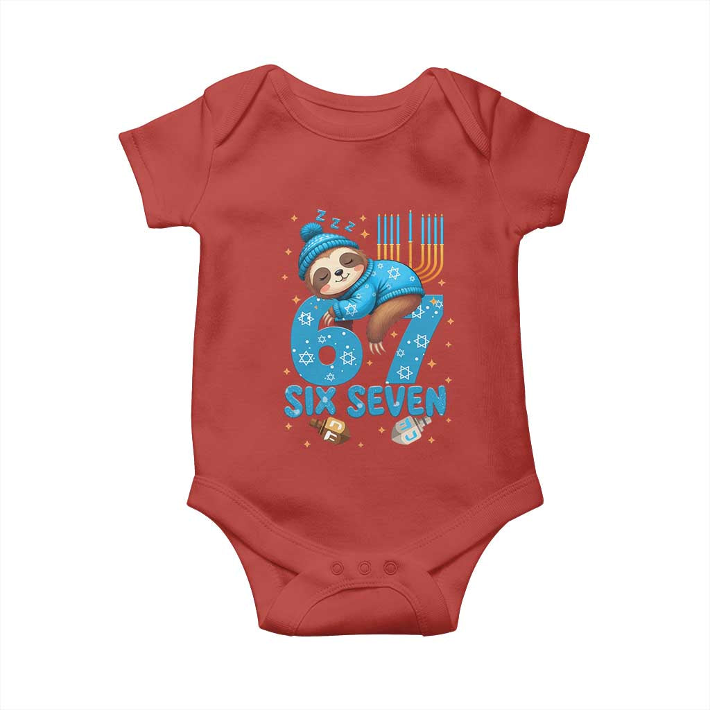 67 Six Seven Meme Baby Onesie Funny Hanukkah Sloth TS14 Red Print Your Wear