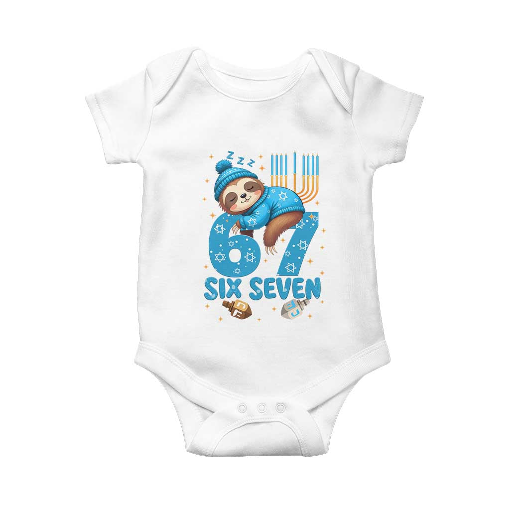 67 Six Seven Meme Baby Onesie Funny Hanukkah Sloth TS14 White Print Your Wear