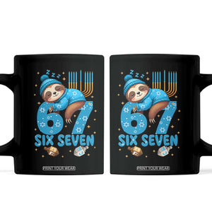 67 Six Seven Meme Coffee Mug Funny Hanukkah Sloth TS14 Black Print Your Wear