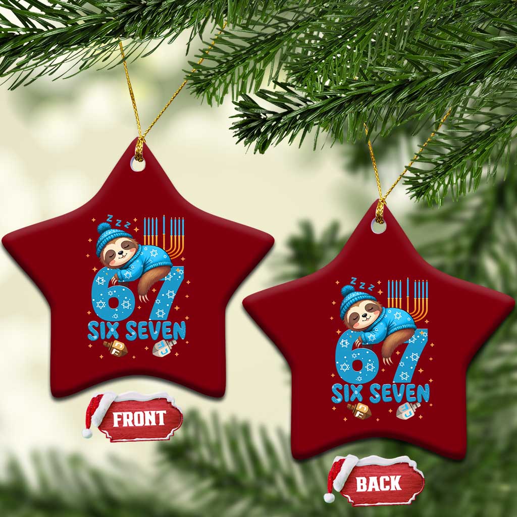 67 Six Seven Meme Ceramic Ornament Funny Hanukkah Sloth TS14 Print Your Wear