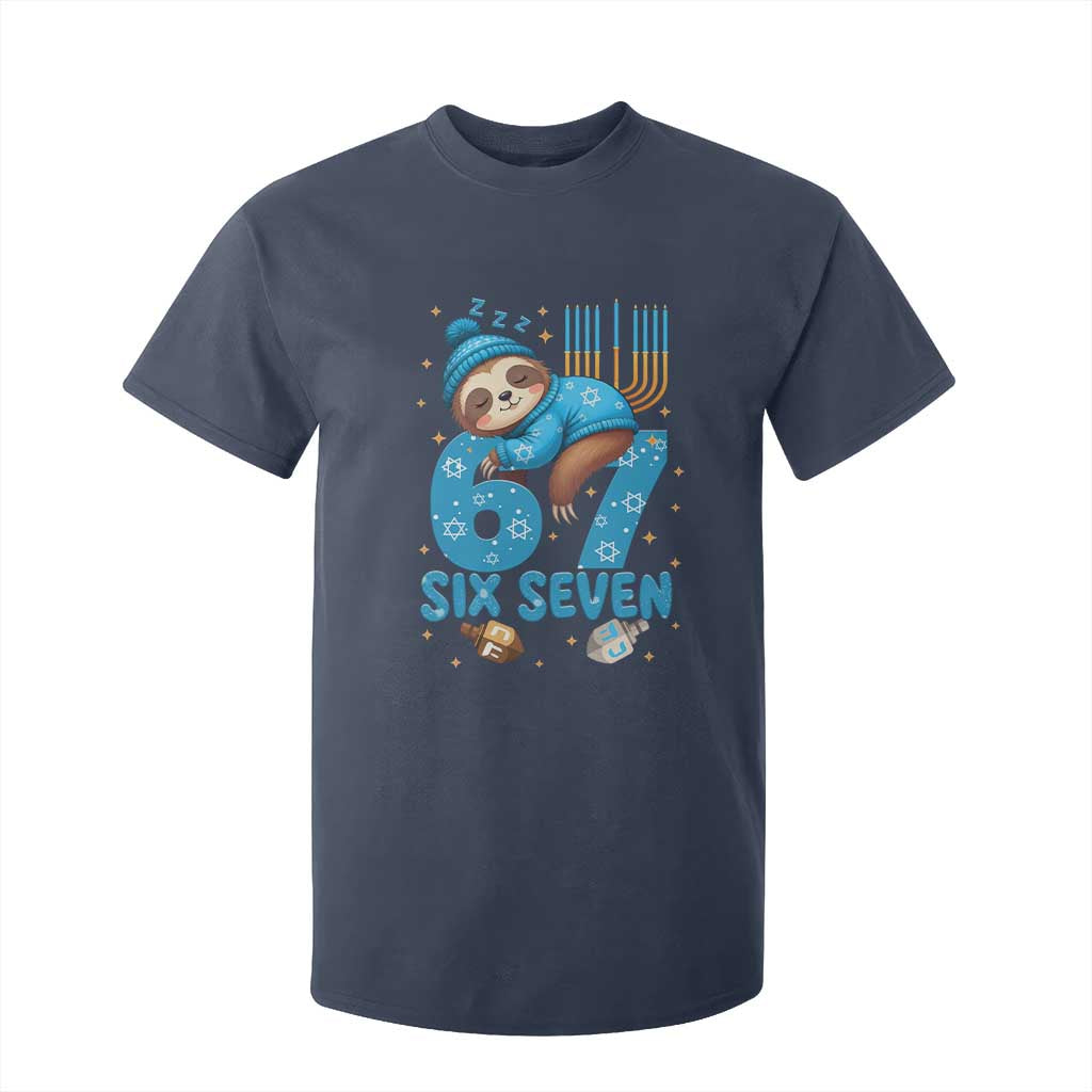 67 Six Seven Meme T Shirt For Kid Funny Hanukkah Sloth TS14 Navy Print Your Wear