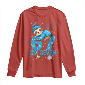 67 Six Seven Meme Long Sleeve Shirt Funny Hanukkah Sloth TS14 Red Print Your Wear