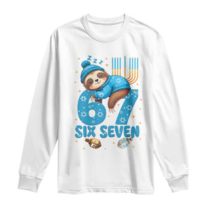 67 Six Seven Meme Long Sleeve Shirt Funny Hanukkah Sloth TS14 White Print Your Wear