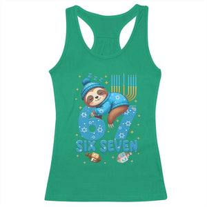 67 Six Seven Meme Racerback Tank Top Funny Hanukkah Sloth TS14 Irish Green Print Your Wear