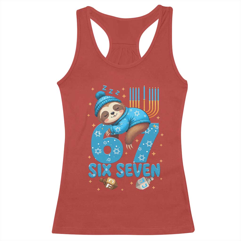 67 Six Seven Meme Racerback Tank Top Funny Hanukkah Sloth TS14 Red Print Your Wear