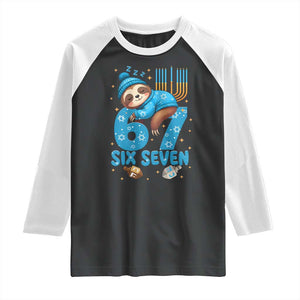 67 Six Seven Meme Raglan Shirt Funny Hanukkah Sloth TS14 Black White Print Your Wear