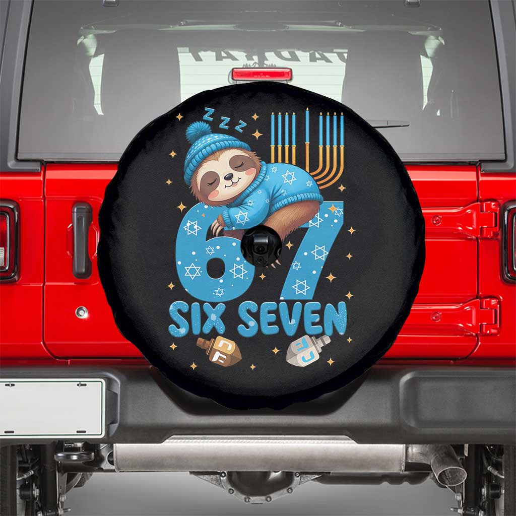 67 Six Seven Meme Spare Tire Cover Funny Hanukkah Sloth TS14 Black Print Your Wear