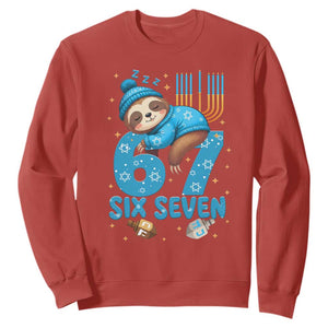 67 Six Seven Meme Sweatshirt Funny Hanukkah Sloth TS14 Red Print Your Wear