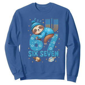 67 Six Seven Meme Sweatshirt Funny Hanukkah Sloth TS14 Royal Blue Print Your Wear