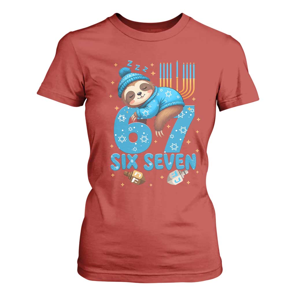 67 Six Seven Meme T Shirt For Women Funny Hanukkah Sloth TS14 Red Print Your Wear