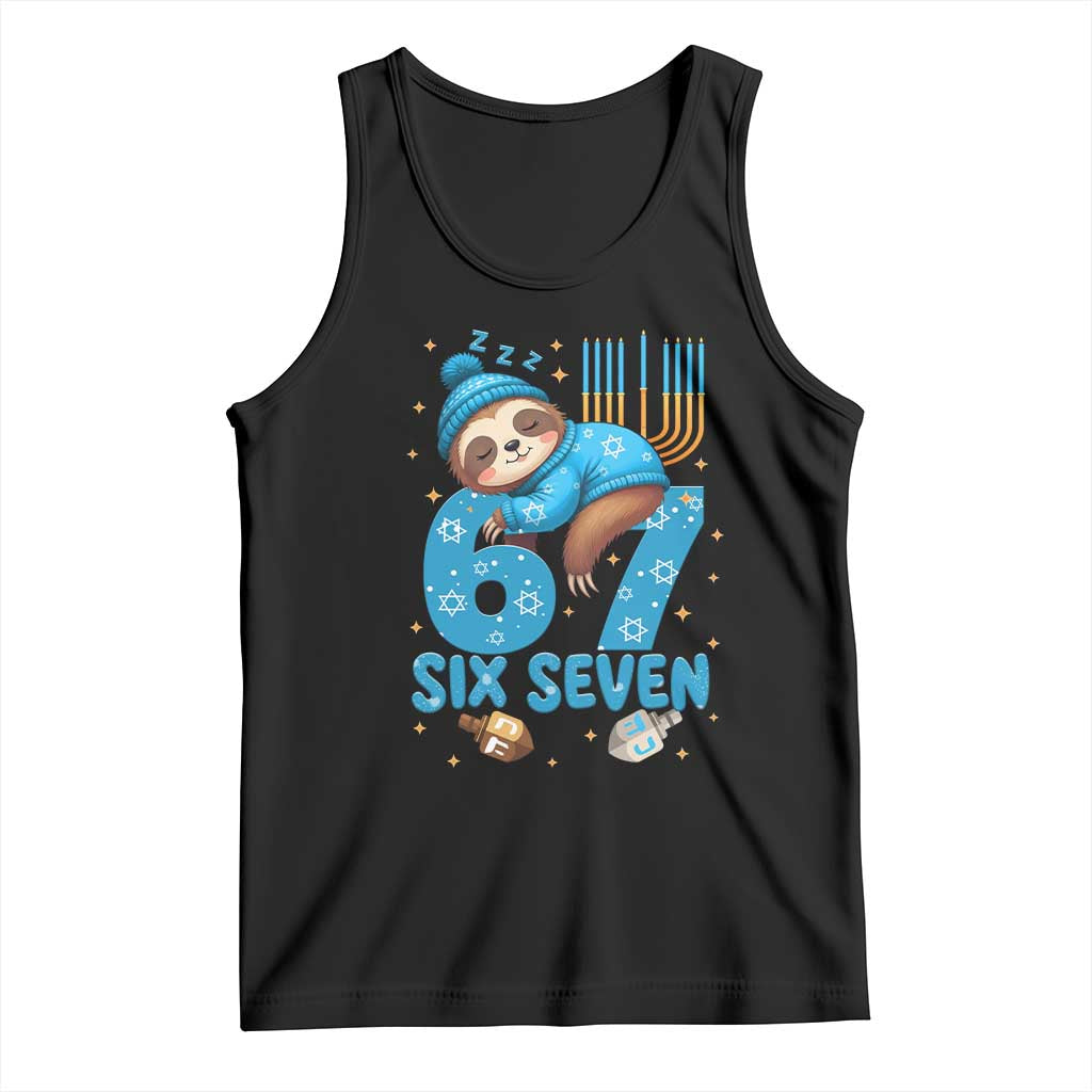 67 Six Seven Meme Tank Top Funny Hanukkah Sloth TS14 Black Print Your Wear