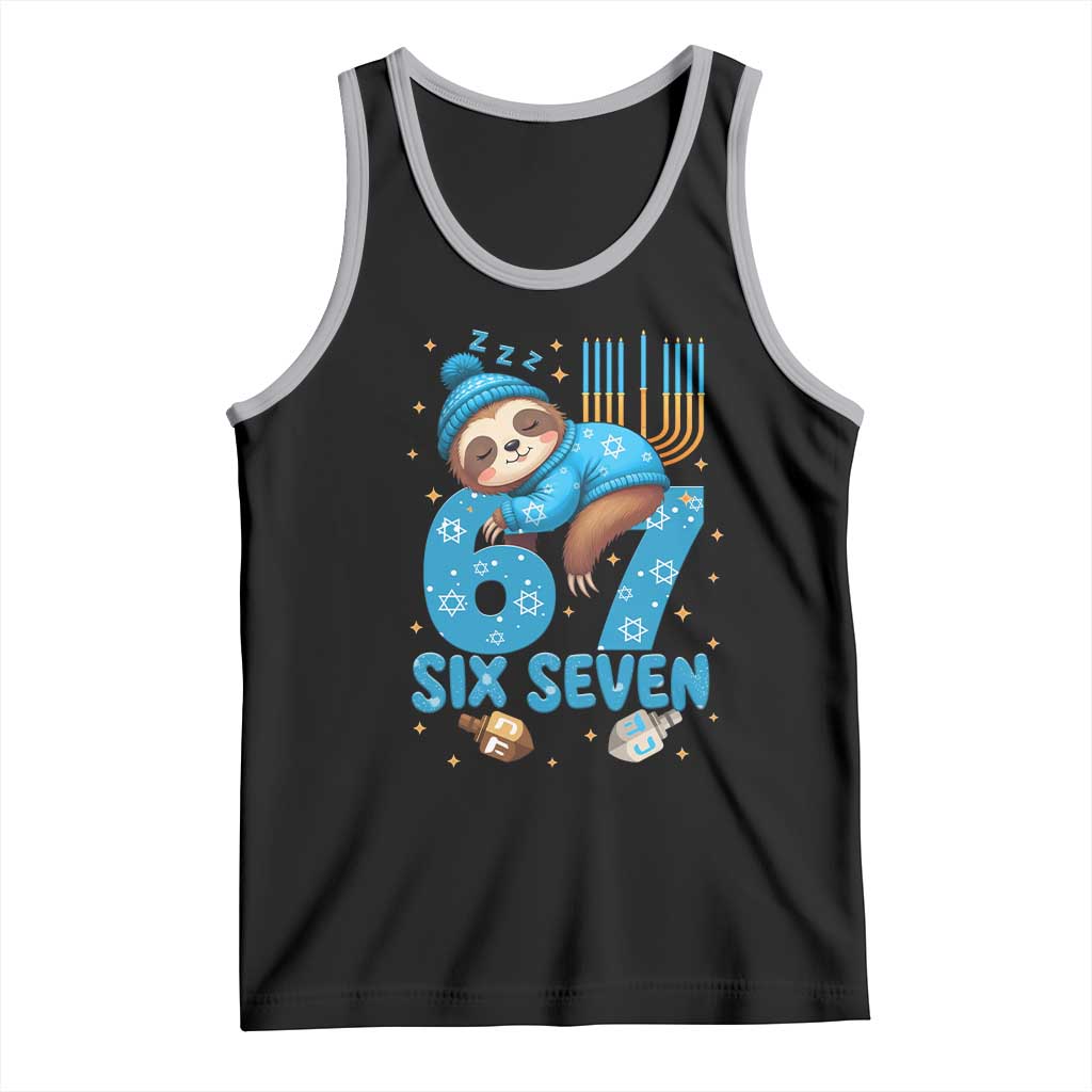 67 Six Seven Meme Tank Top Funny Hanukkah Sloth TS14 Black Athletic Heather Print Your Wear
