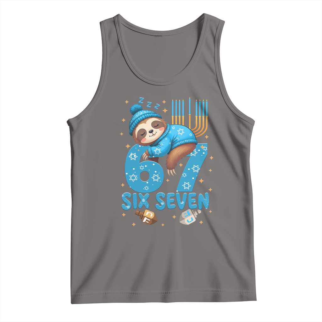 67 Six Seven Meme Tank Top Funny Hanukkah Sloth TS14 Deep Heather Print Your Wear