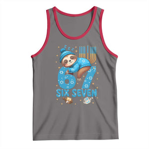 67 Six Seven Meme Tank Top Funny Hanukkah Sloth TS14 Deep Heather Red Print Your Wear