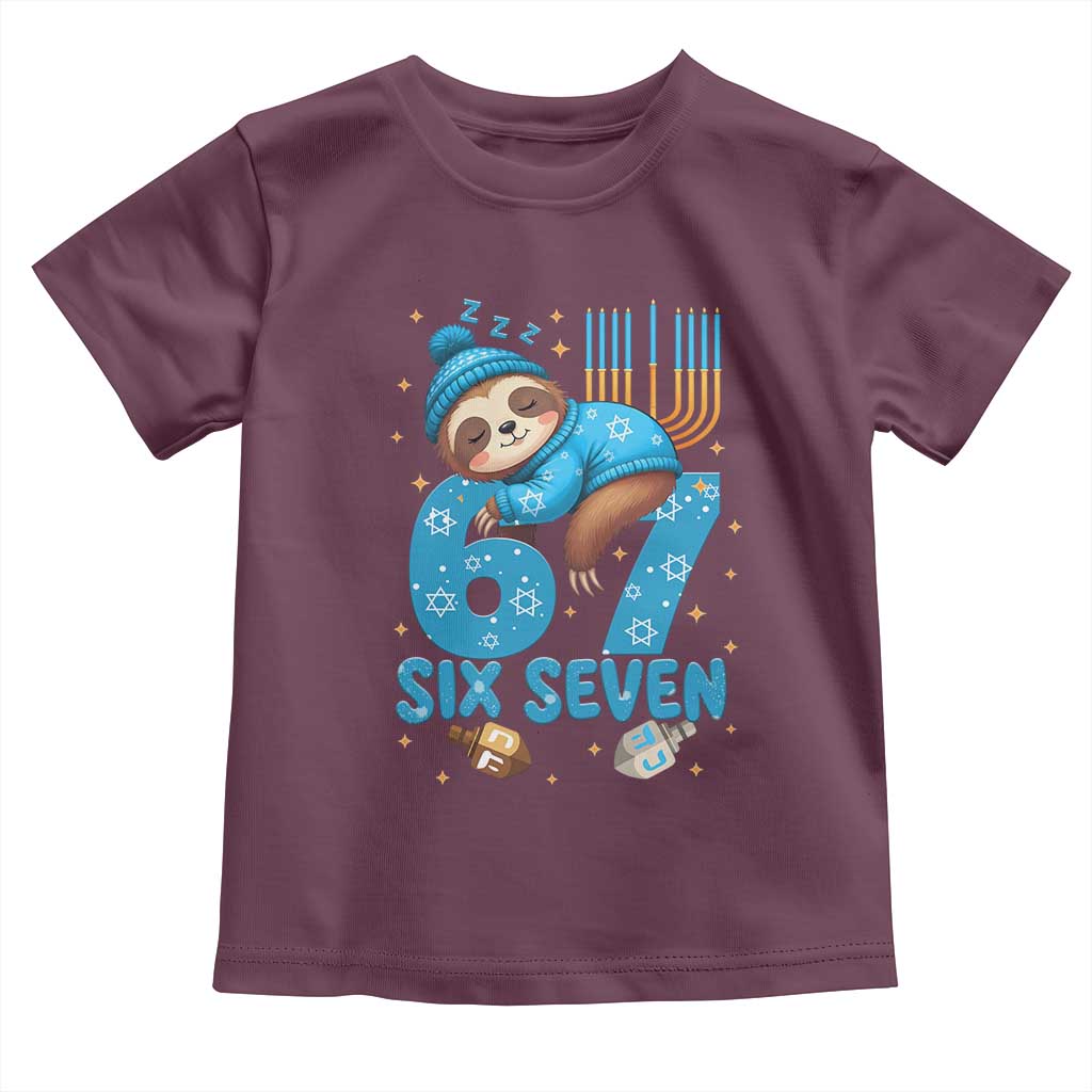 67 Six Seven Meme Toddler T Shirt Funny Hanukkah Sloth TS14 Maroon Print Your Wear