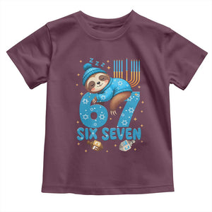 67 Six Seven Meme Toddler T Shirt Funny Hanukkah Sloth TS14 Maroon Print Your Wear