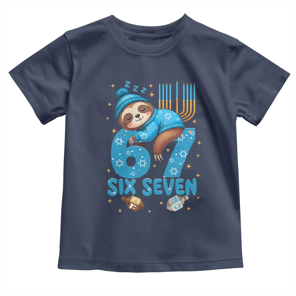 67 Six Seven Meme Toddler T Shirt Funny Hanukkah Sloth TS14 Navy Print Your Wear