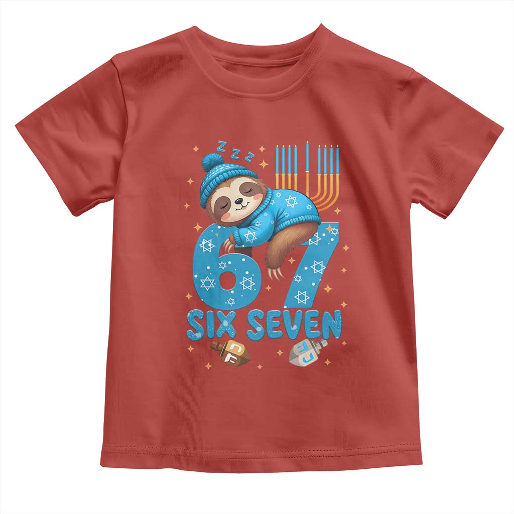 67 Six Seven Meme Toddler T Shirt Funny Hanukkah Sloth TS14 Red Print Your Wear