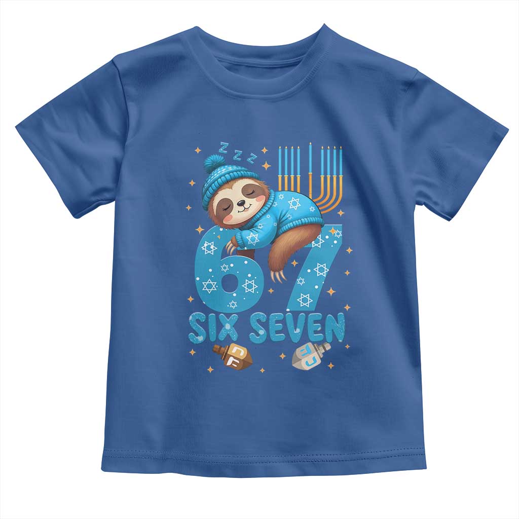67 Six Seven Meme Toddler T Shirt Funny Hanukkah Sloth TS14 Royal Blue Print Your Wear