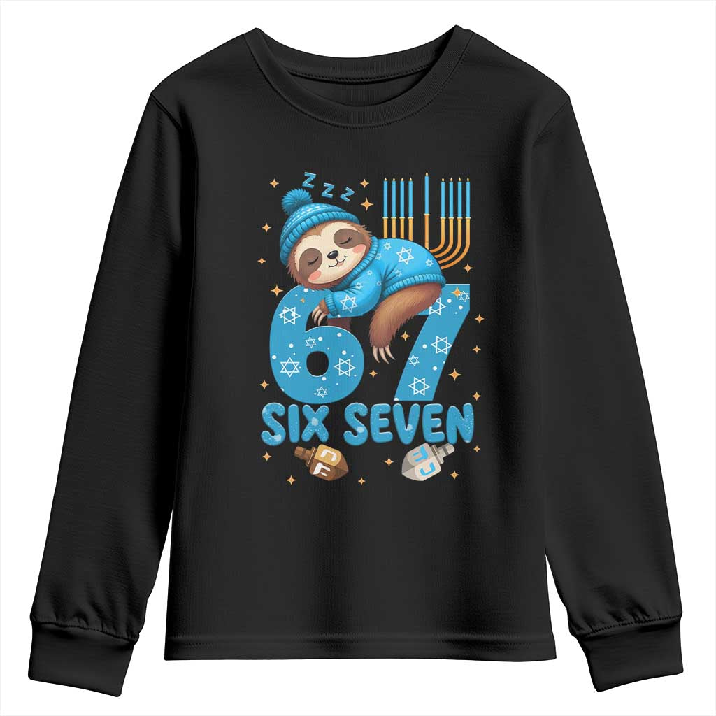 67 Six Seven Meme Youth Sweatshirt Funny Hanukkah Sloth TS14 Black Print Your Wear