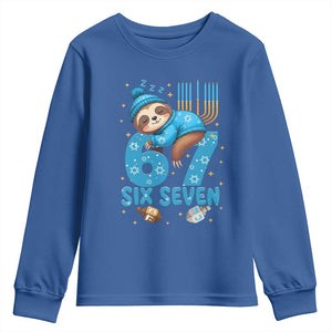 67 Six Seven Meme Youth Sweatshirt Funny Hanukkah Sloth TS14 Royal Blue Print Your Wear