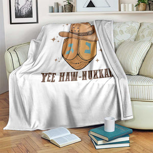 Yee Haw Nukkah Throw Blanket Funny Cowboy Hanukkah TS14 Print Your Wear
