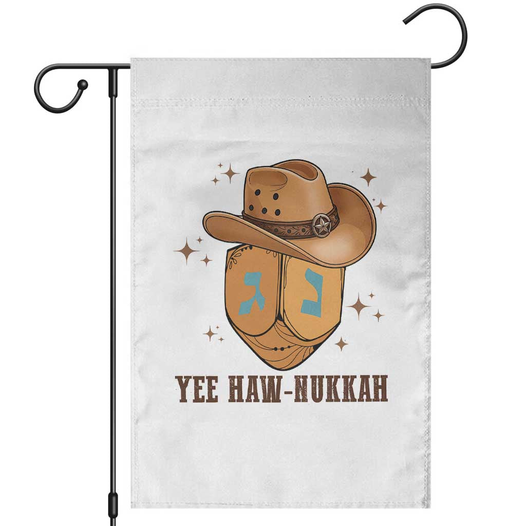 Yee Haw Nukkah Garden Flag Funny Cowboy Hanukkah TS14 White Print Your Wear