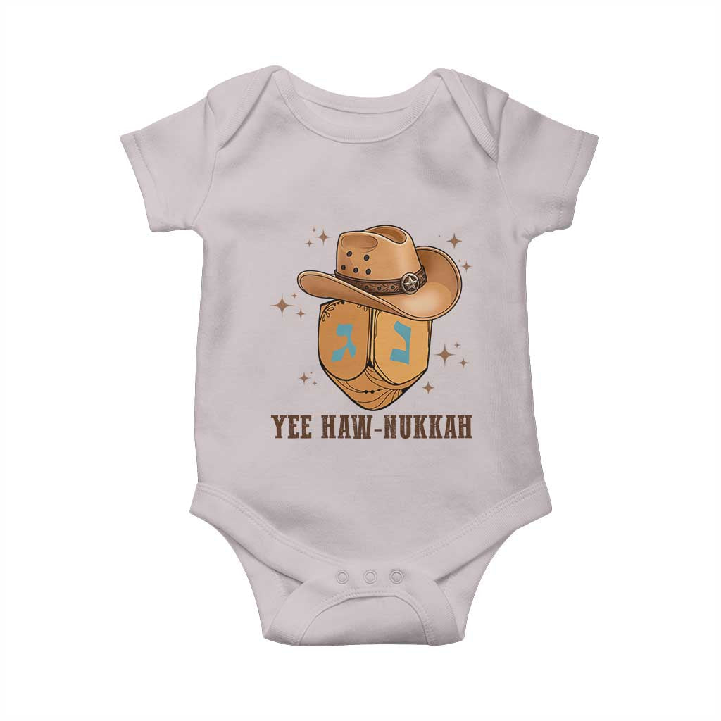 Yee Haw Nukkah Baby Onesie Funny Cowboy Hanukkah TS14 Ice Gray Print Your Wear