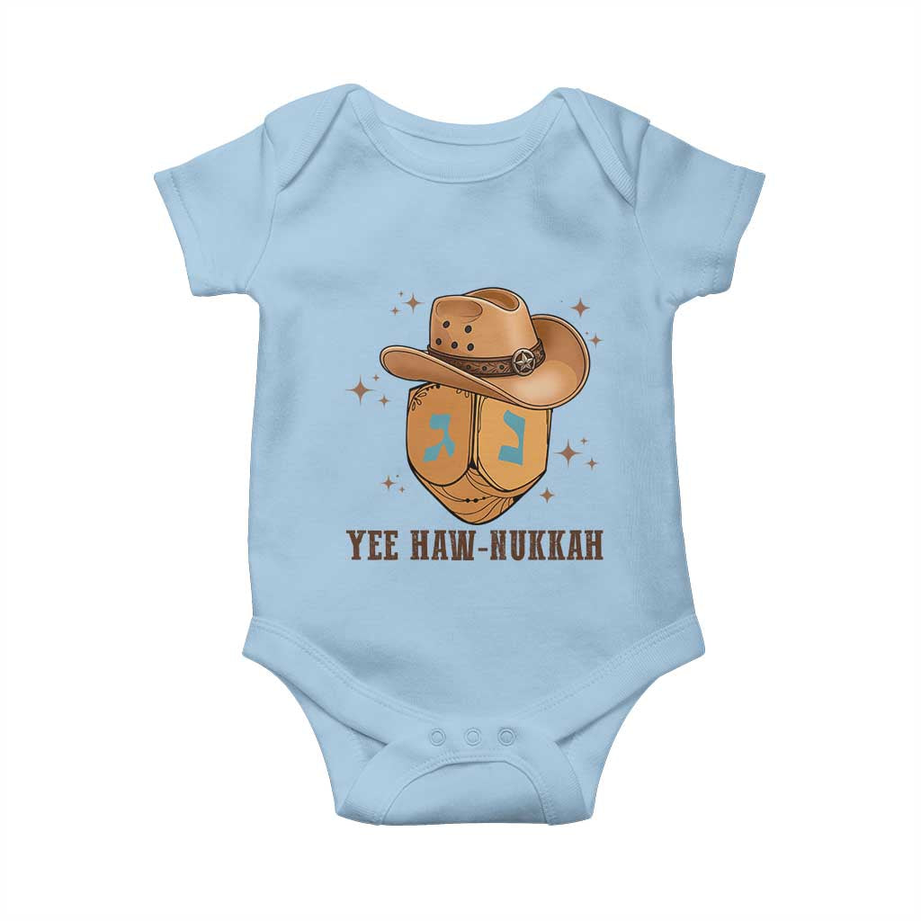 Yee Haw Nukkah Baby Onesie Funny Cowboy Hanukkah TS14 Light Blue Print Your Wear