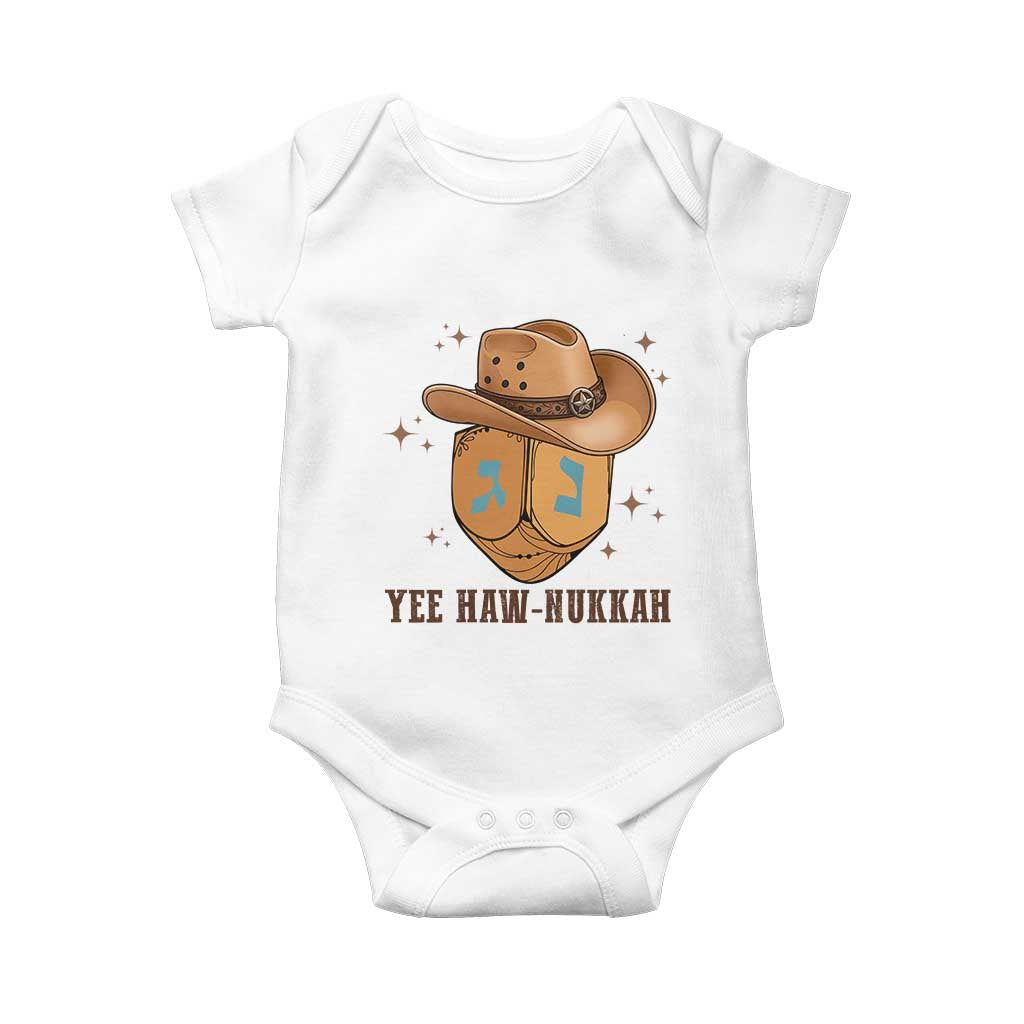 Yee Haw Nukkah Baby Onesie Funny Cowboy Hanukkah TS14 White Print Your Wear