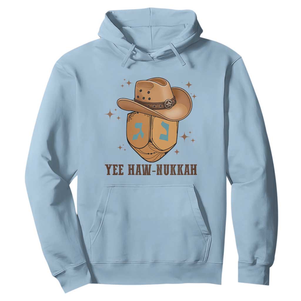 Yee Haw Nukkah Hoodie Funny Cowboy Hanukkah TS14 Light Blue Print Your Wear