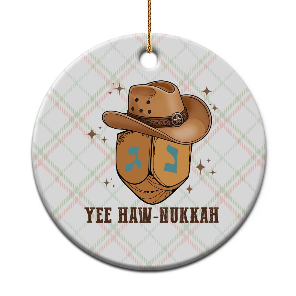Yee Haw Nukkah Ceramic Ornament Funny Cowboy Hanukkah TS14 1pc Christmas Plaid Print Your Wear