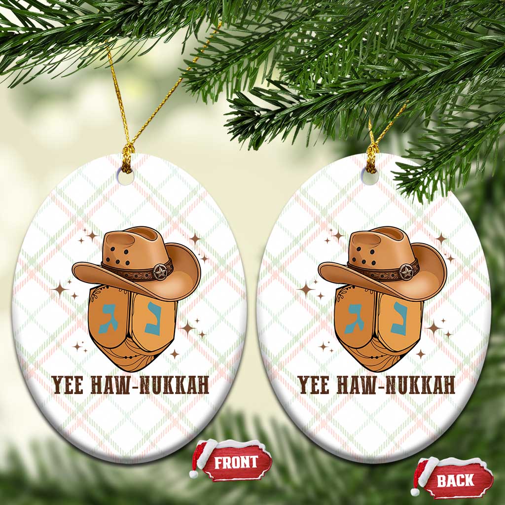 Yee Haw Nukkah Ceramic Ornament Funny Cowboy Hanukkah TS14 Print Your Wear
