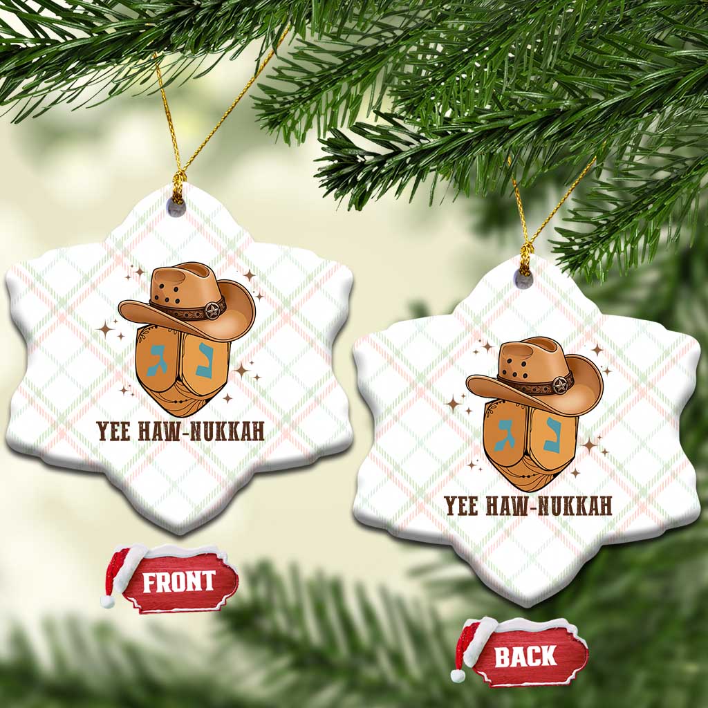 Yee Haw Nukkah Ceramic Ornament Funny Cowboy Hanukkah TS14 Print Your Wear