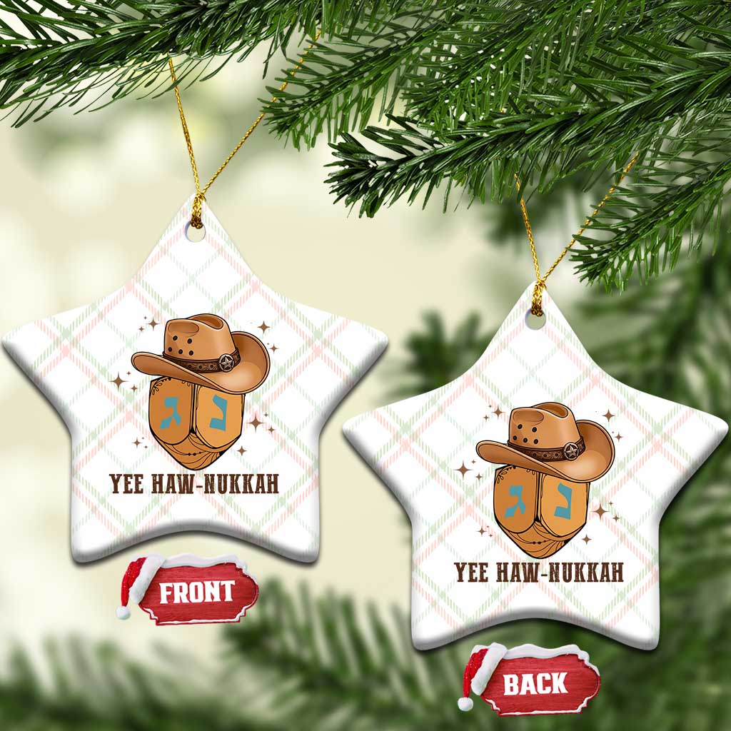 Yee Haw Nukkah Ceramic Ornament Funny Cowboy Hanukkah TS14 Print Your Wear