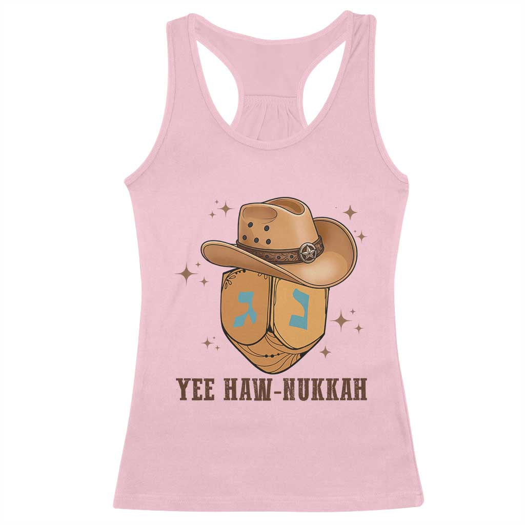 Yee Haw Nukkah Racerback Tank Top Funny Cowboy Hanukkah TS14 Light Pink Print Your Wear