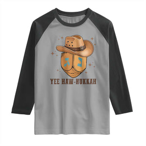 Yee Haw Nukkah Raglan Shirt Funny Cowboy Hanukkah TS14 Sport Gray Black Print Your Wear