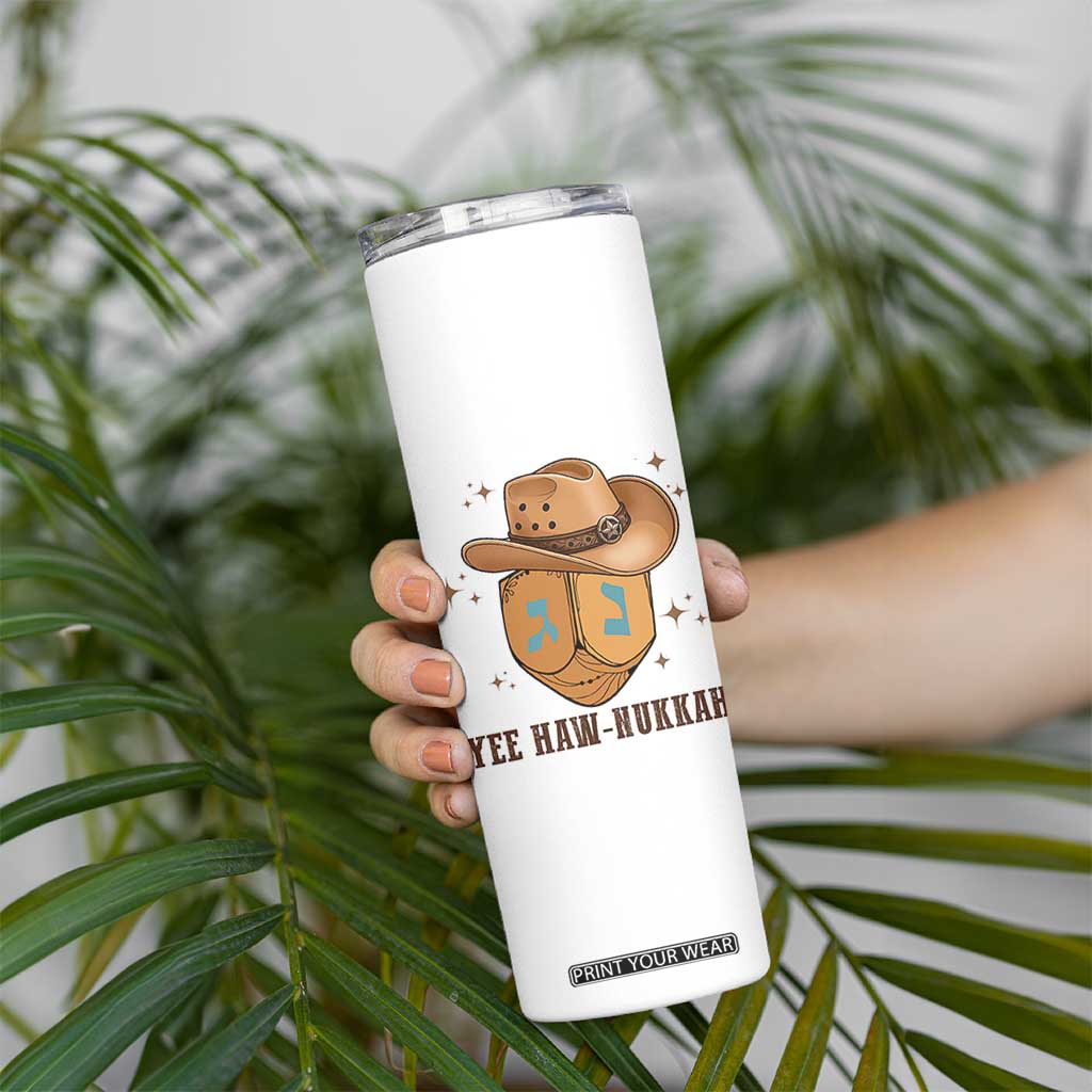 Yee Haw Nukkah Skinny Tumbler Funny Cowboy Hanukkah TS14 Print Your Wear