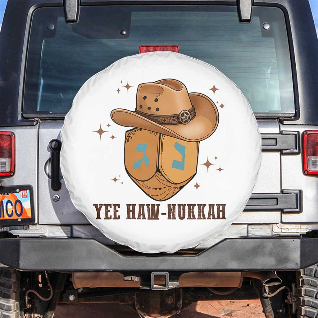 Yee Haw Nukkah Spare Tire Cover Funny Cowboy Hanukkah TS14 No hole White Print Your Wear