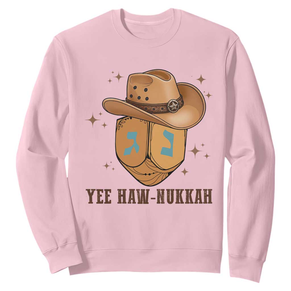 Yee Haw Nukkah Sweatshirt Funny Cowboy Hanukkah TS14 Light Pink Print Your Wear
