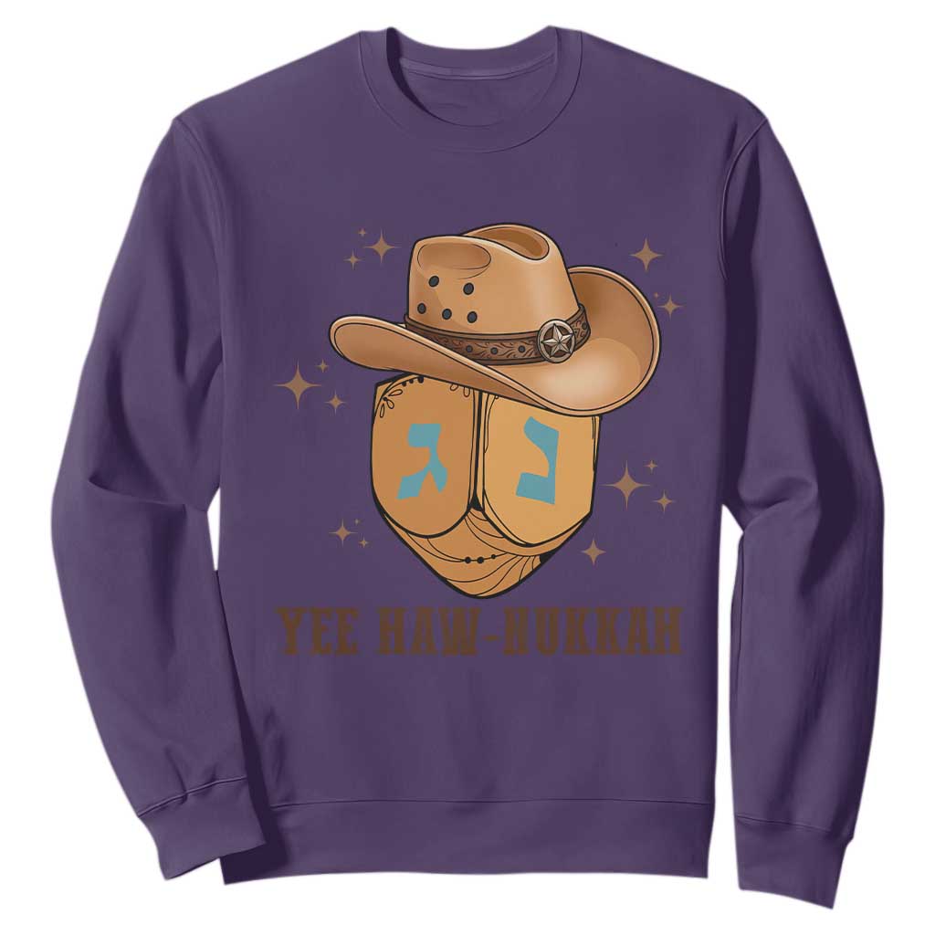 Yee Haw Nukkah Sweatshirt Funny Cowboy Hanukkah TS14 Purple Print Your Wear