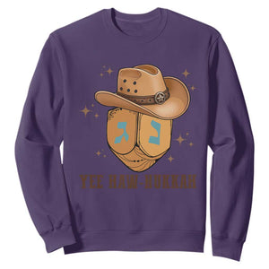 Yee Haw Nukkah Sweatshirt Funny Cowboy Hanukkah TS14 Purple Print Your Wear