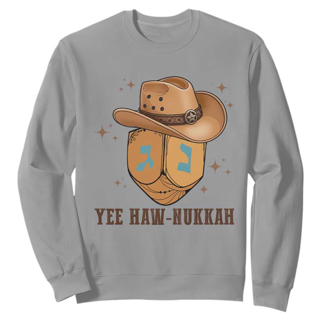 Yee Haw Nukkah Sweatshirt Funny Cowboy Hanukkah TS14 Sport Gray Print Your Wear
