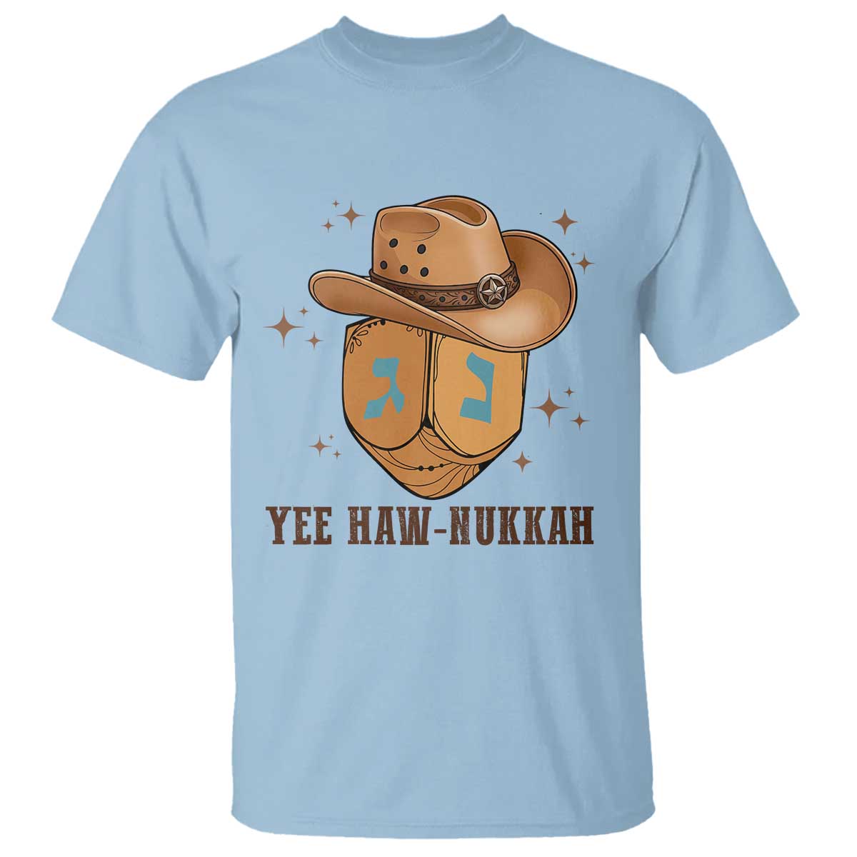 Yee Haw Nukkah T Shirt Funny Cowboy Hanukkah TS14 Light Blue Print Your Wear