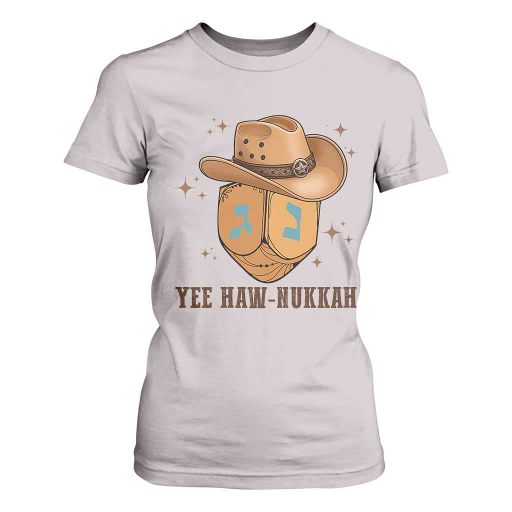 Yee Haw Nukkah T Shirt For Women Funny Cowboy Hanukkah TS14 Ice Gray Print Your Wear