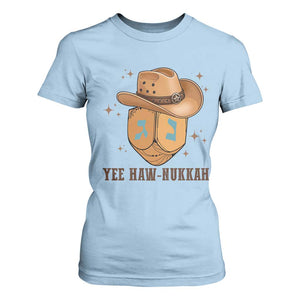 Yee Haw Nukkah T Shirt For Women Funny Cowboy Hanukkah TS14 Light Blue Print Your Wear
