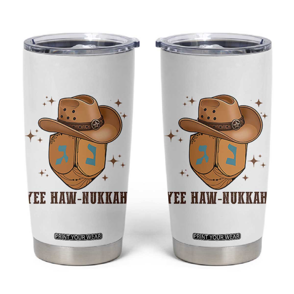 Yee Haw Nukkah Tumbler Cup Funny Cowboy Hanukkah TS14 White Print Your Wear