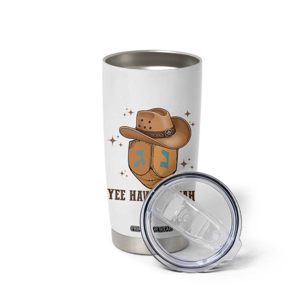 Yee Haw Nukkah Tumbler Cup Funny Cowboy Hanukkah TS14 Print Your Wear