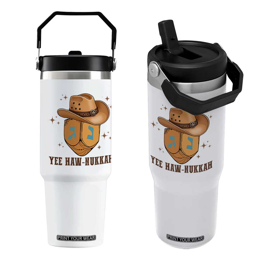 Yee Haw Nukkah Flip Straw Tumbler Funny Cowboy Hanukkah TS14 One Size: 30 oz White Print Your Wear