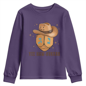 Yee Haw Nukkah Youth Sweatshirt Funny Cowboy Hanukkah TS14 Purple Print Your Wear